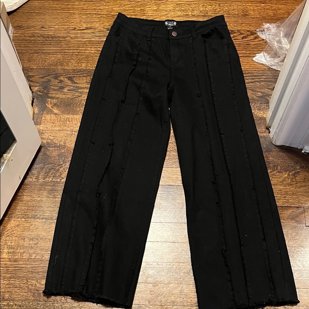 AZI Women's Black Wide Leg Jeans
